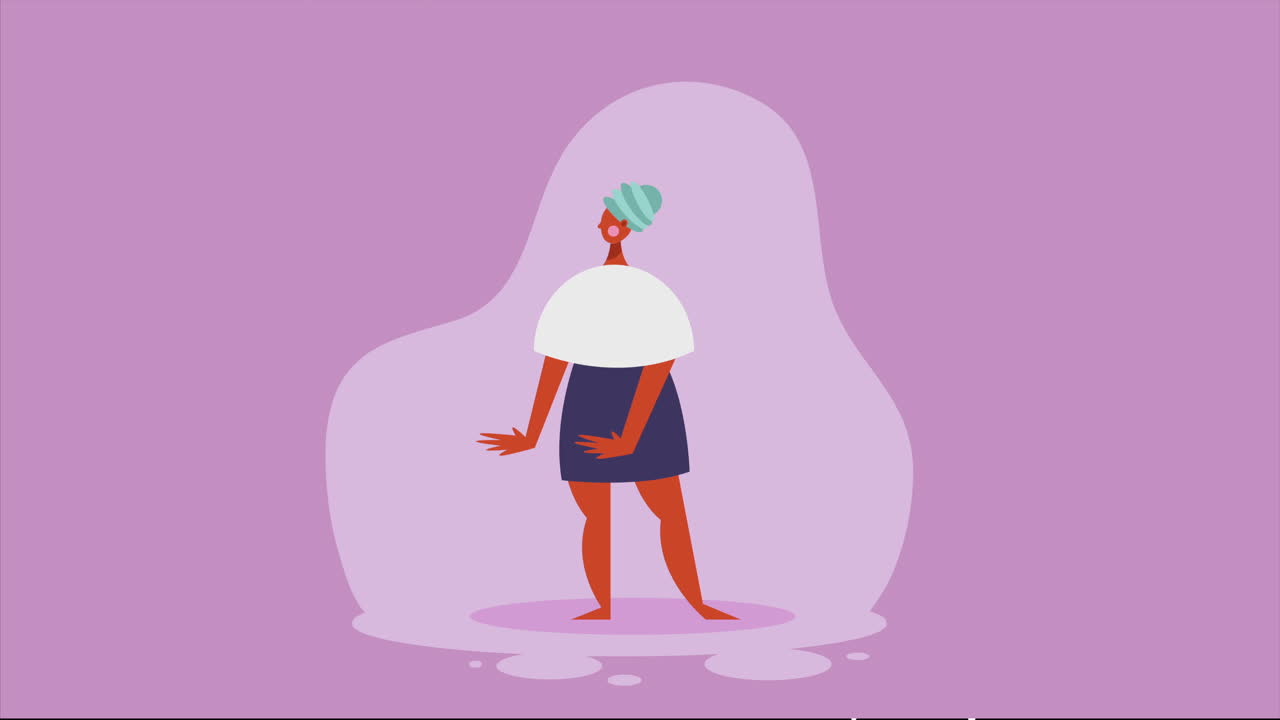 mujer joven con animación de cabello azul