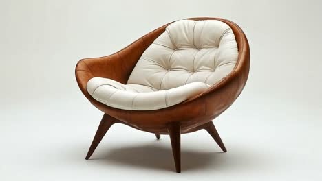 modern leather armchair with tufted white cushion