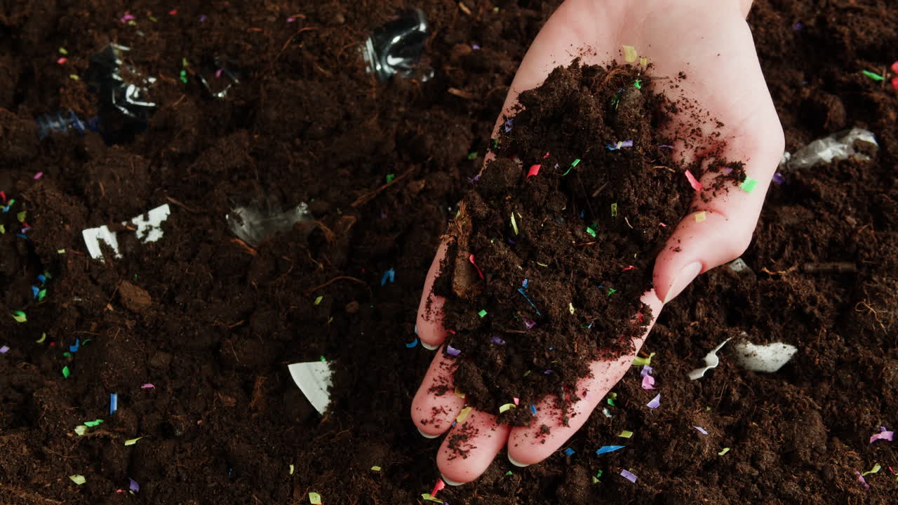 Plastica e altri rifiuti nel terreno