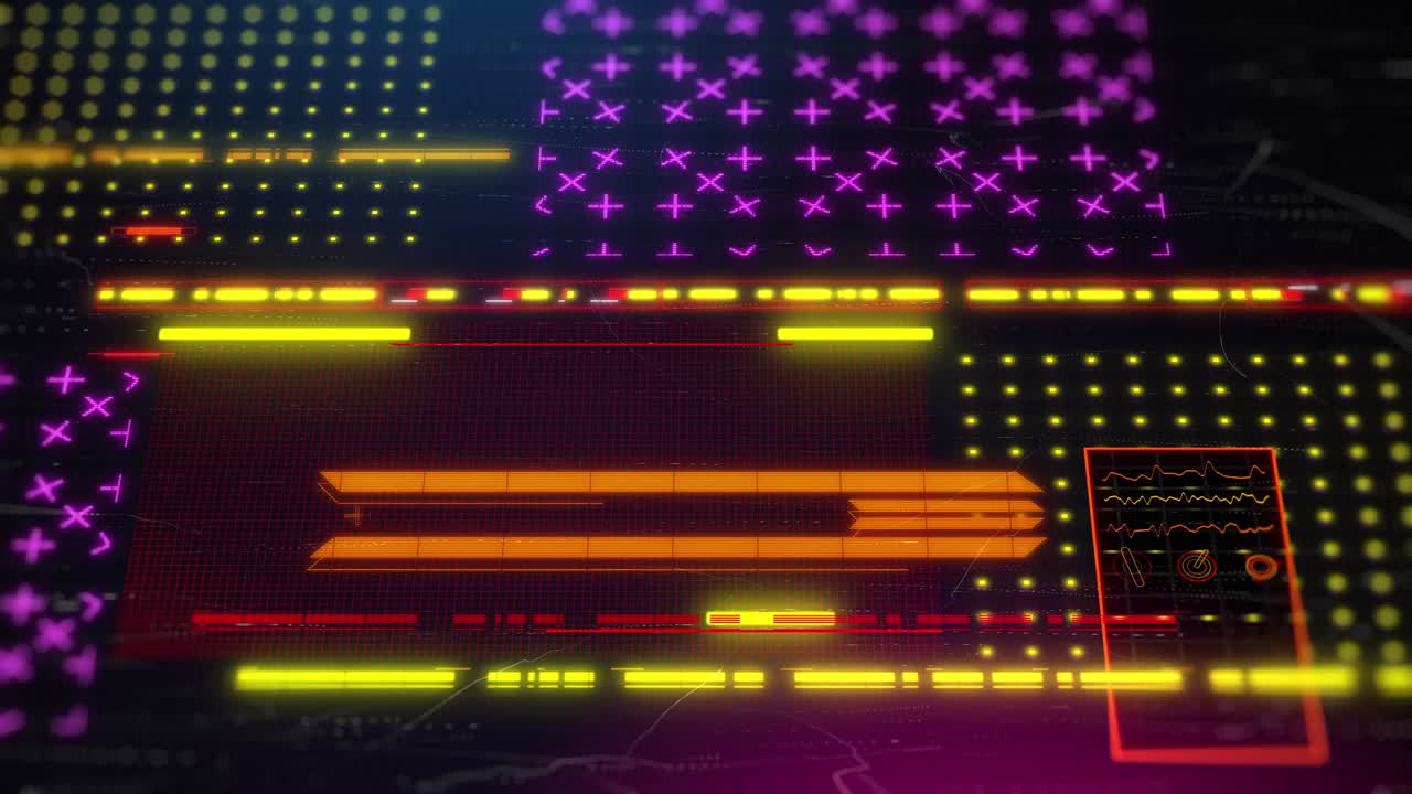 사이버 크 후드 배경 애니메이션: 미래의 컴퓨터 스크린 인터페이스