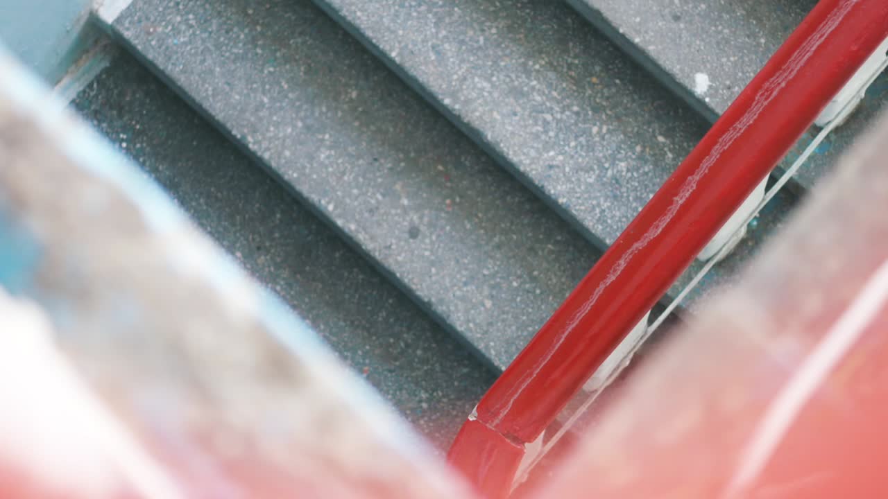 Woman walking up stairs