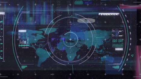 Animation-Von-Diagrammen-Und-Datenverarbeitung-über-Der-Weltkarte