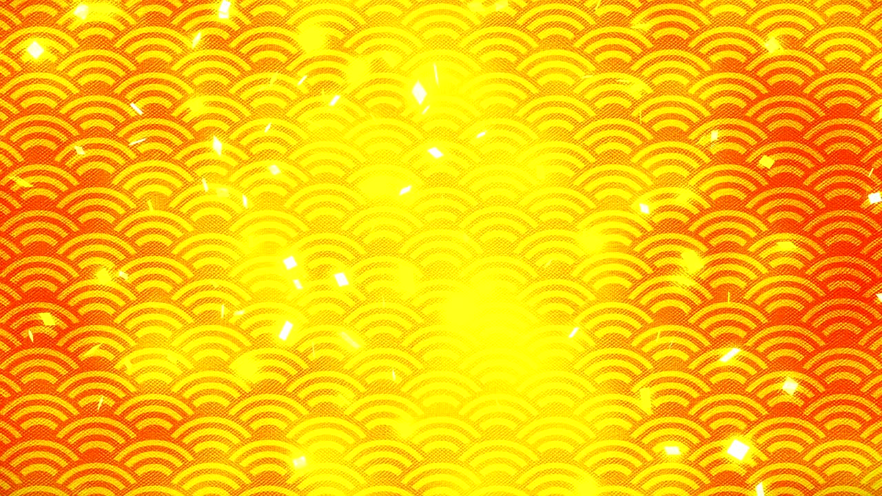 새해 일본 패턴, 금색 배경, 루프 애니메이션