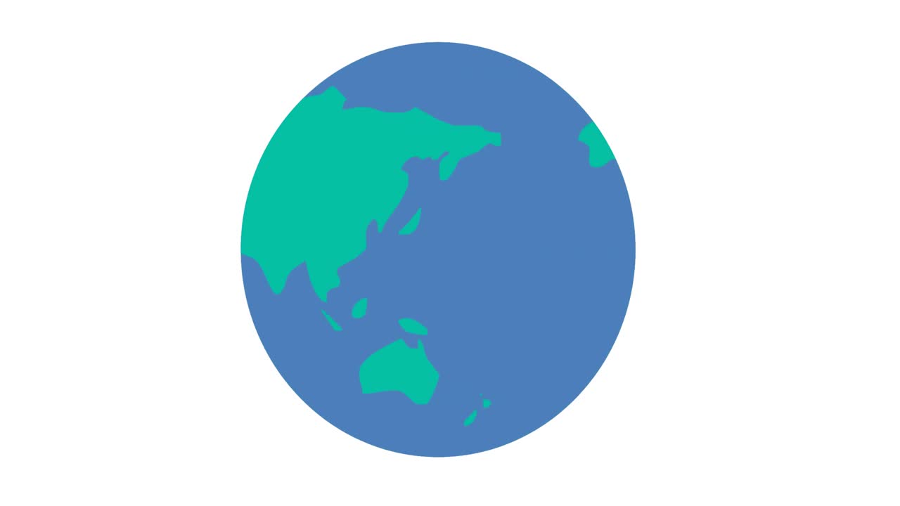 Animation of spinning globe on white background