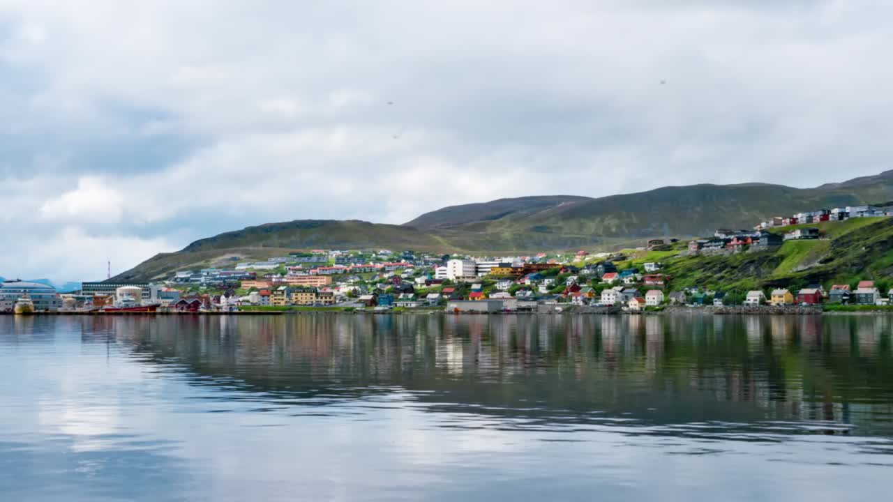 hammerfest ciudad timelapse, finnmark, noruega