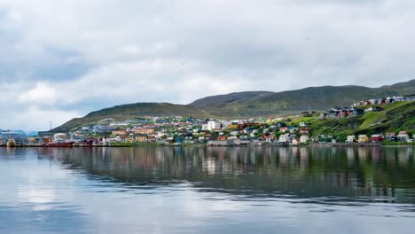 Timelapse-De-La-Ciudad-De-Hammerfest,-Finnmark,-Noruega