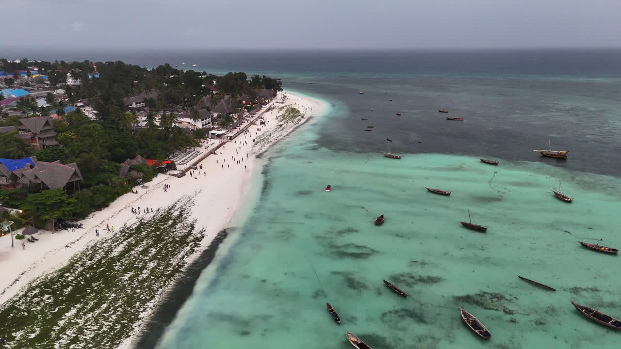 Aerial View of a Tropical Beach in Zanzibar, Tanzania