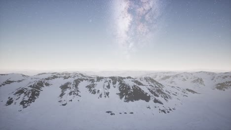milky way above snow covered terrain
