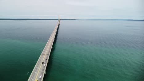 aerial across mackinac bridge roadway