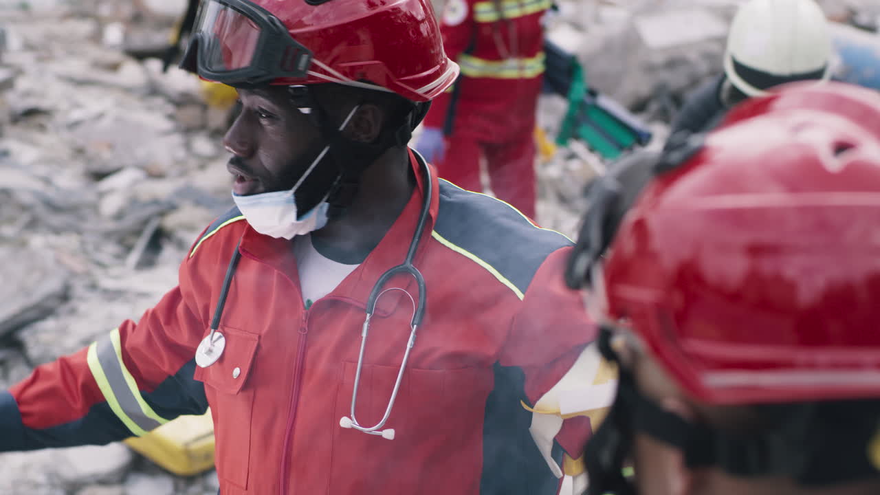 Disaster Relief Workers at a Site