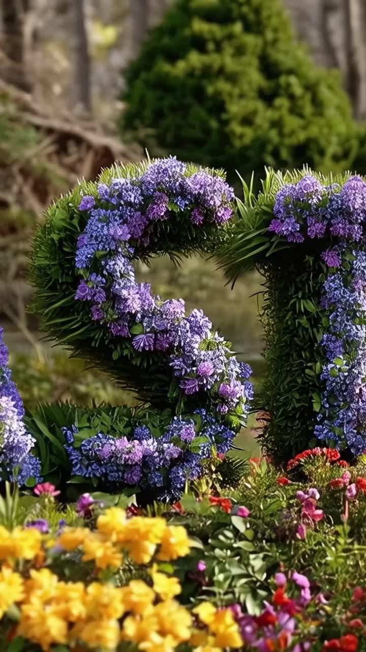 Vibrant Floral Arrangement Featuring Alphabetic Characters Displaying Nature's Beauty Through Colorful Blossoms, Lush Greens, and Artistic Garden Design Inspiration