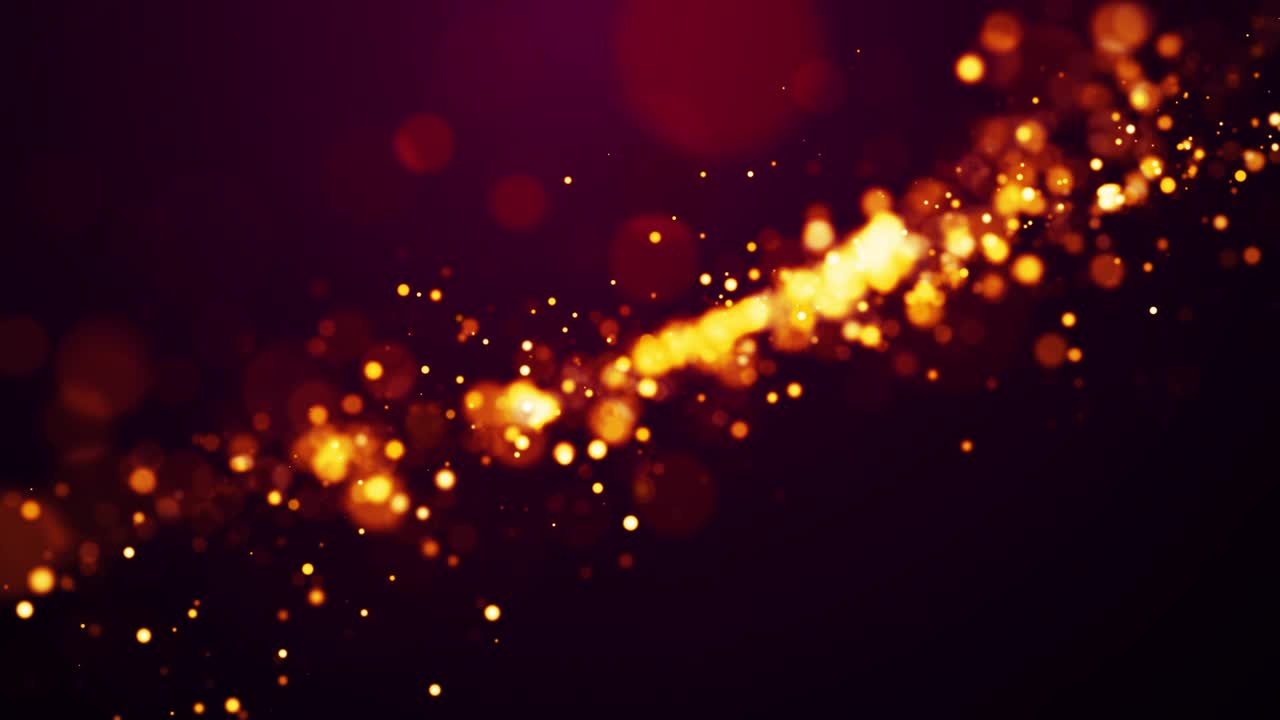 las partículas de brillo rojo dorado parpadean y flotan en líquido viscoso con un increíble bokeh. fantástico fondo en 4k. los chispas mágicos de oro de la luz forman estructuras abstractas. luma mate como canal alfa.