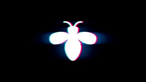 bug insect symbol on glitch retro vintage animation.