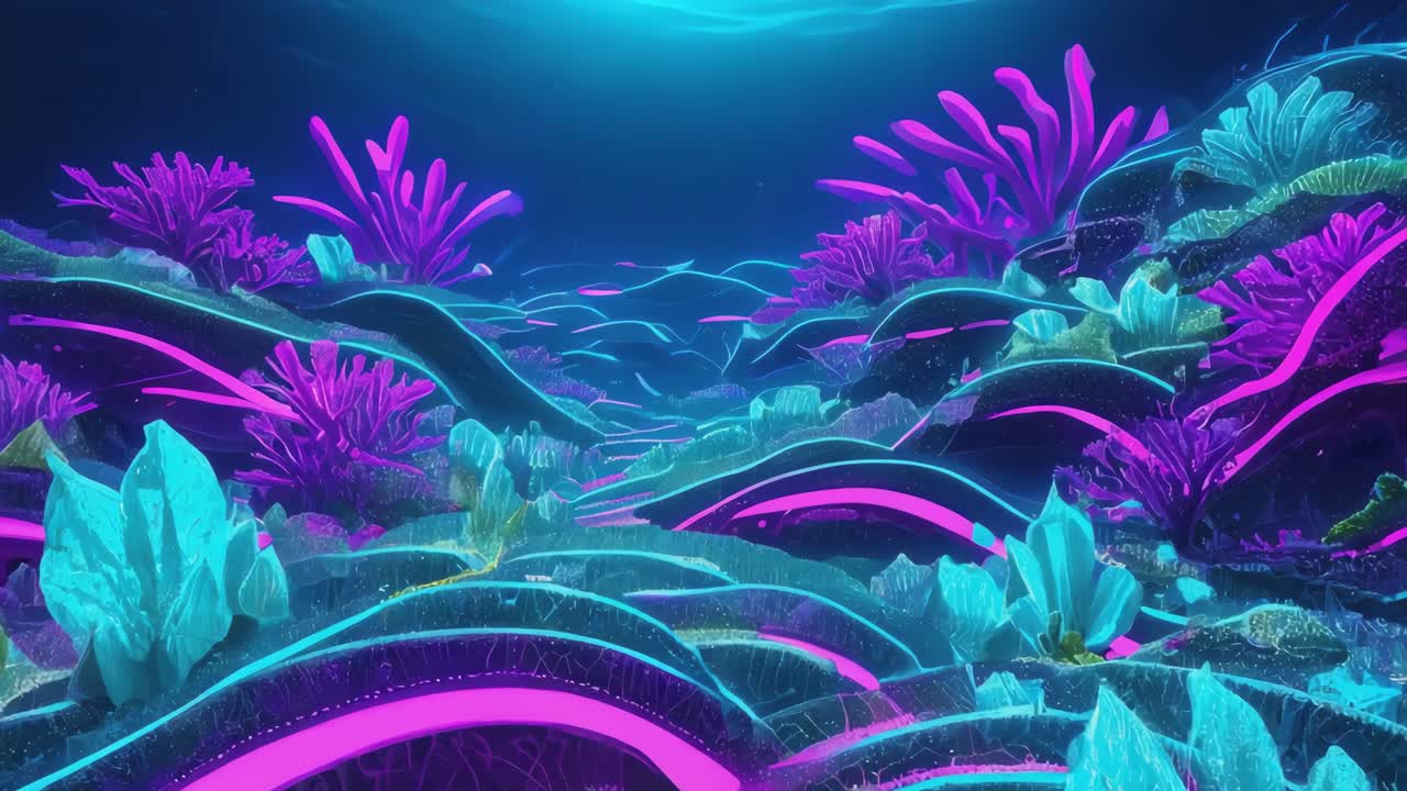 Neon Bioluminescent Coral Reef