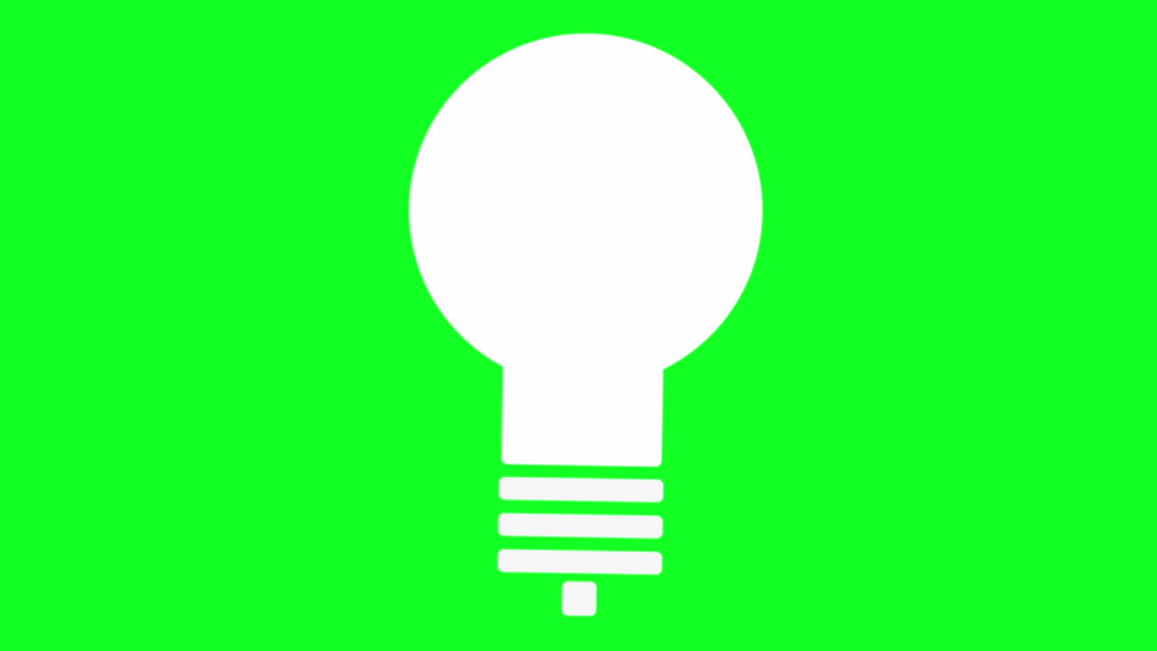 Light bulb idea concept appears and flashes, green screen motion graphics