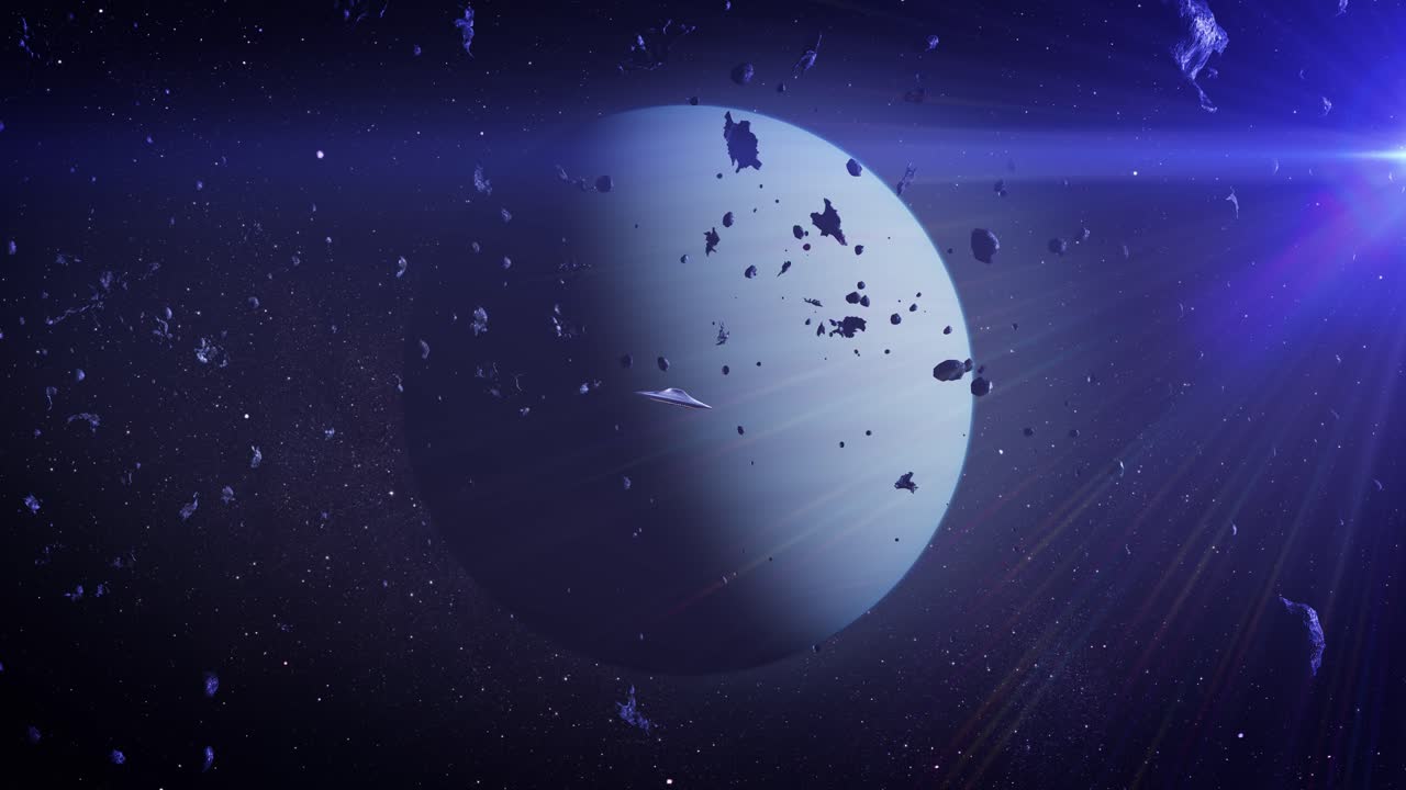 nave espacial alienígena cerca de un planeta lejano en un sistema estelar