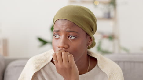 stress, anxiety and nail biting by black woman