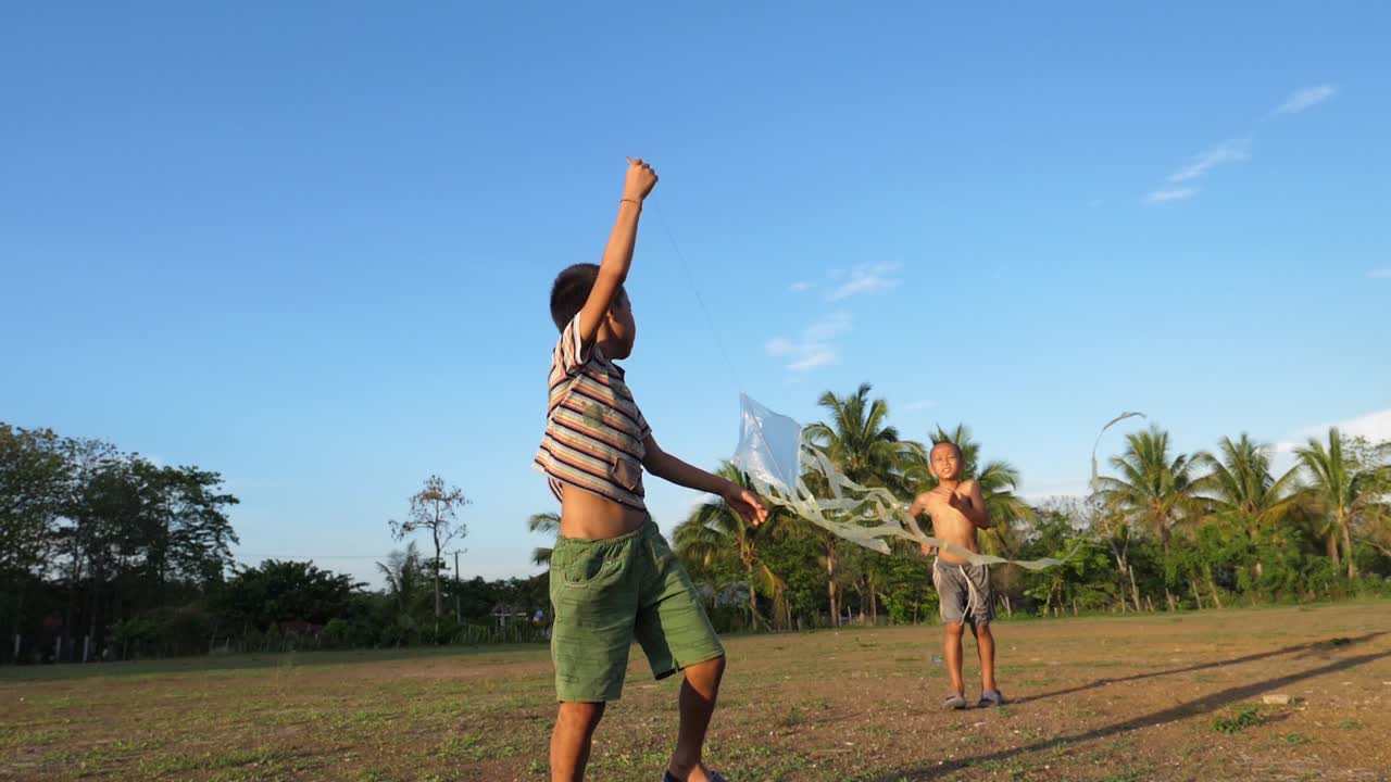 Boys Flying a Kite