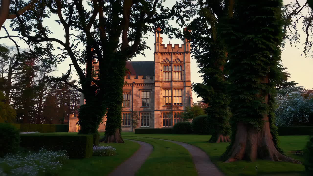 Historic Estate at Sunset