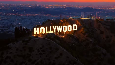 hollywood sign at night