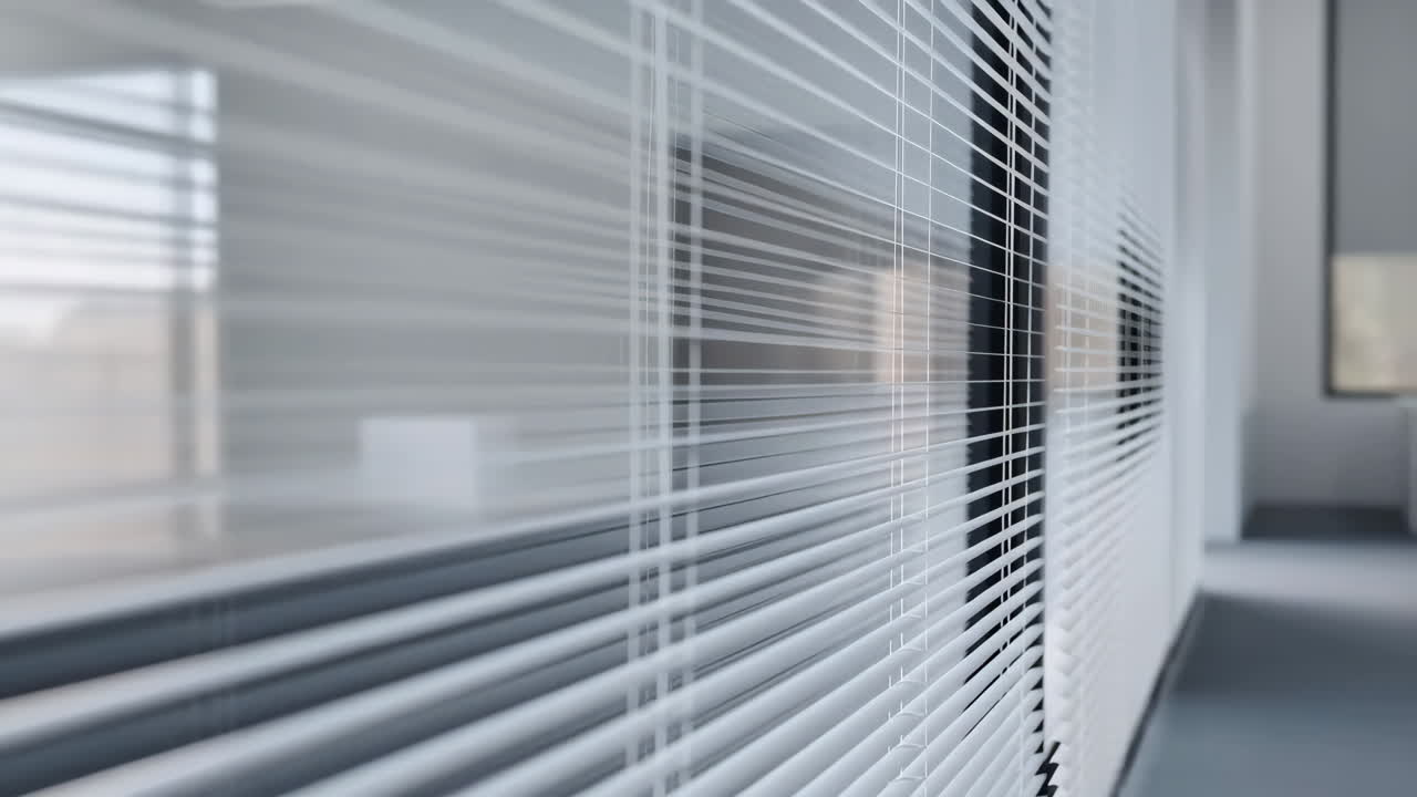 White Horizontal Window Blinds in an Office or Modern Interior