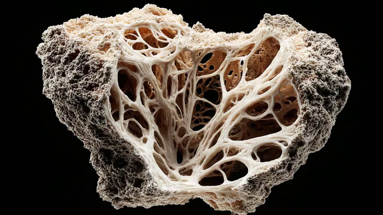 Intricate Structures of Natural Spongy Rock Displaying Unique Patterns and Textures, Showcasing Nature's Artistry in the Formation of Lightweight, Porous Minerals