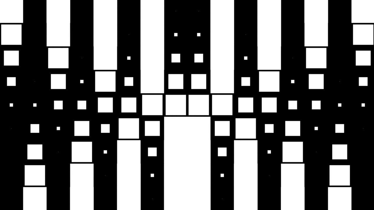 Abstract Geometric Animation of Expanding White Squares on Black Background