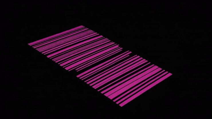 Abstrakt pink stregkode grafik roterende i mørkt rum