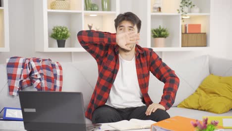 Lazy man yawning.