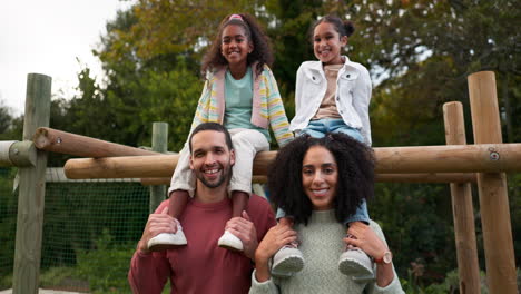 happy family, relax and park in nature