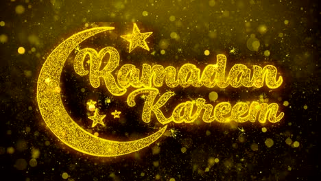 ramadan kareem wish text on golden glitter shine particles animation