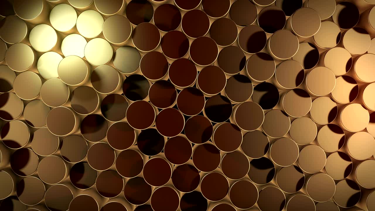 superficies de oro geométricas cilíndricas abstractas en el espacio virtual