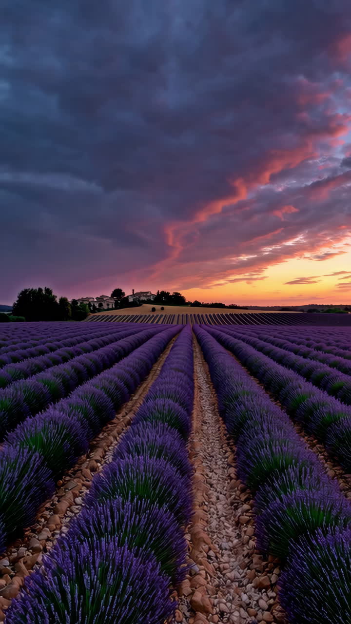 Vibrant Lavender Field at Sunset