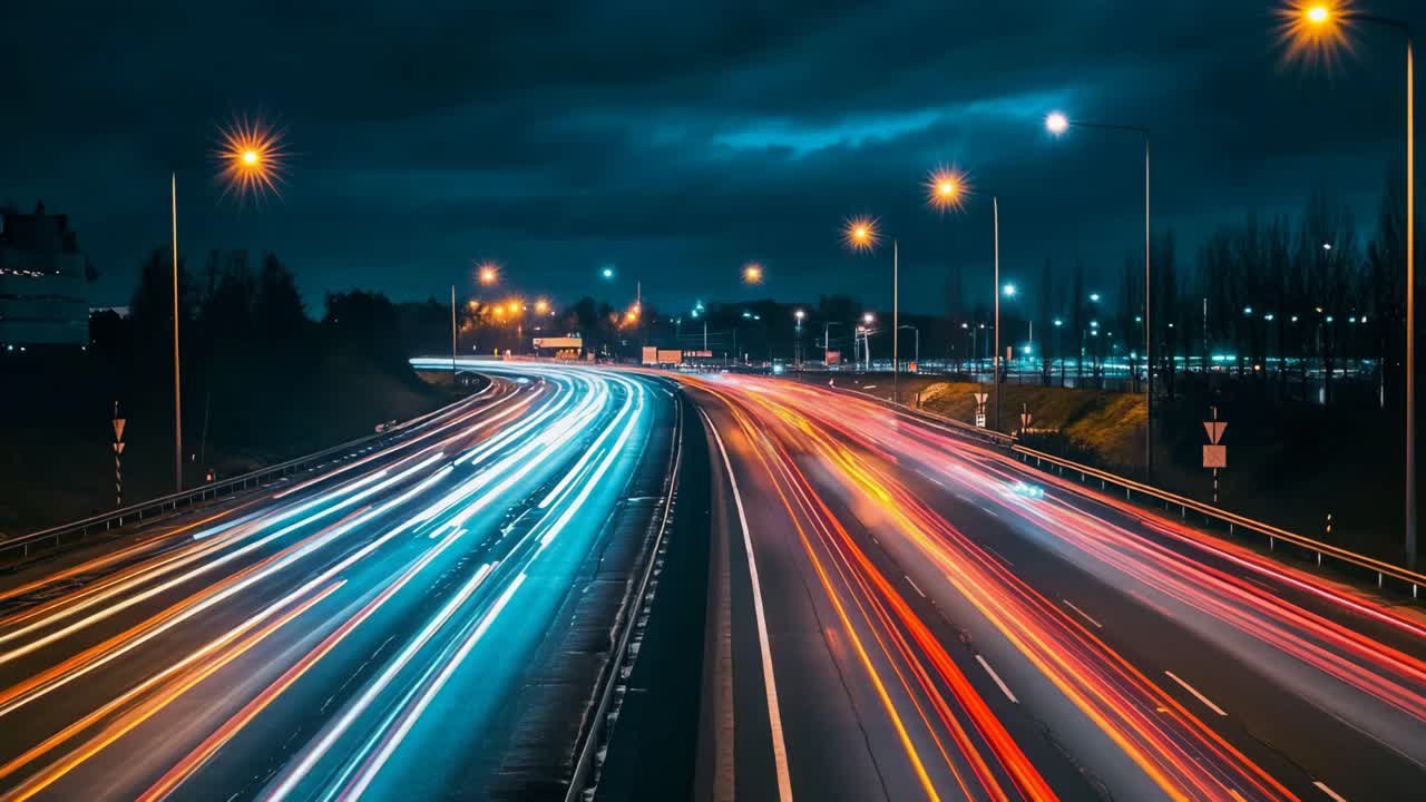 Night Highway Drive in the Rain