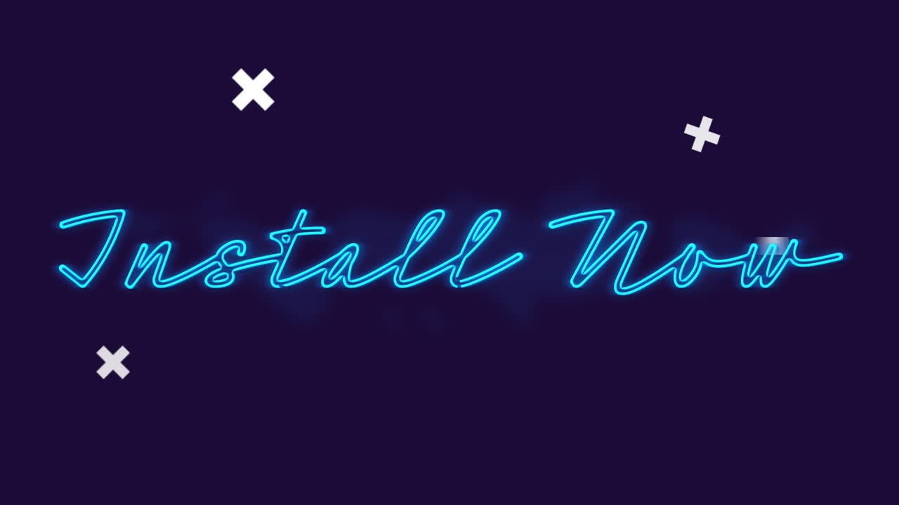 검은색 배경에 네온 텍스트를 설치하는 애니메이션