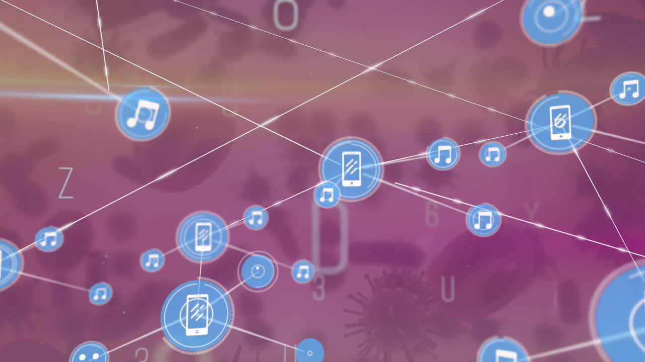 animación de la red de conexiones sobre las células del coronavirus