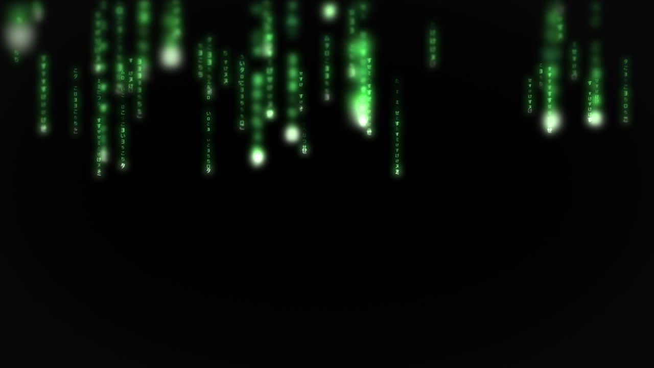 Lines of green blurred letters falling