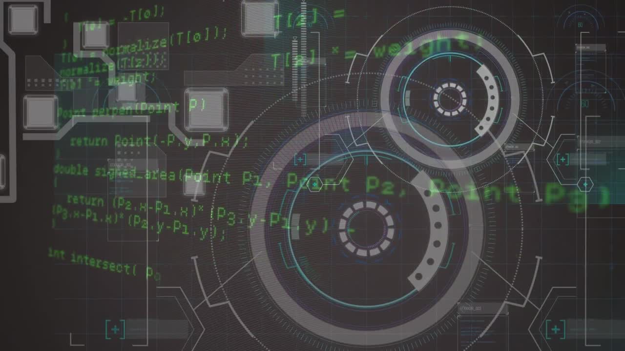 어두운 배경에서 스캔 범위에서 데이터 처리의 애니메이션