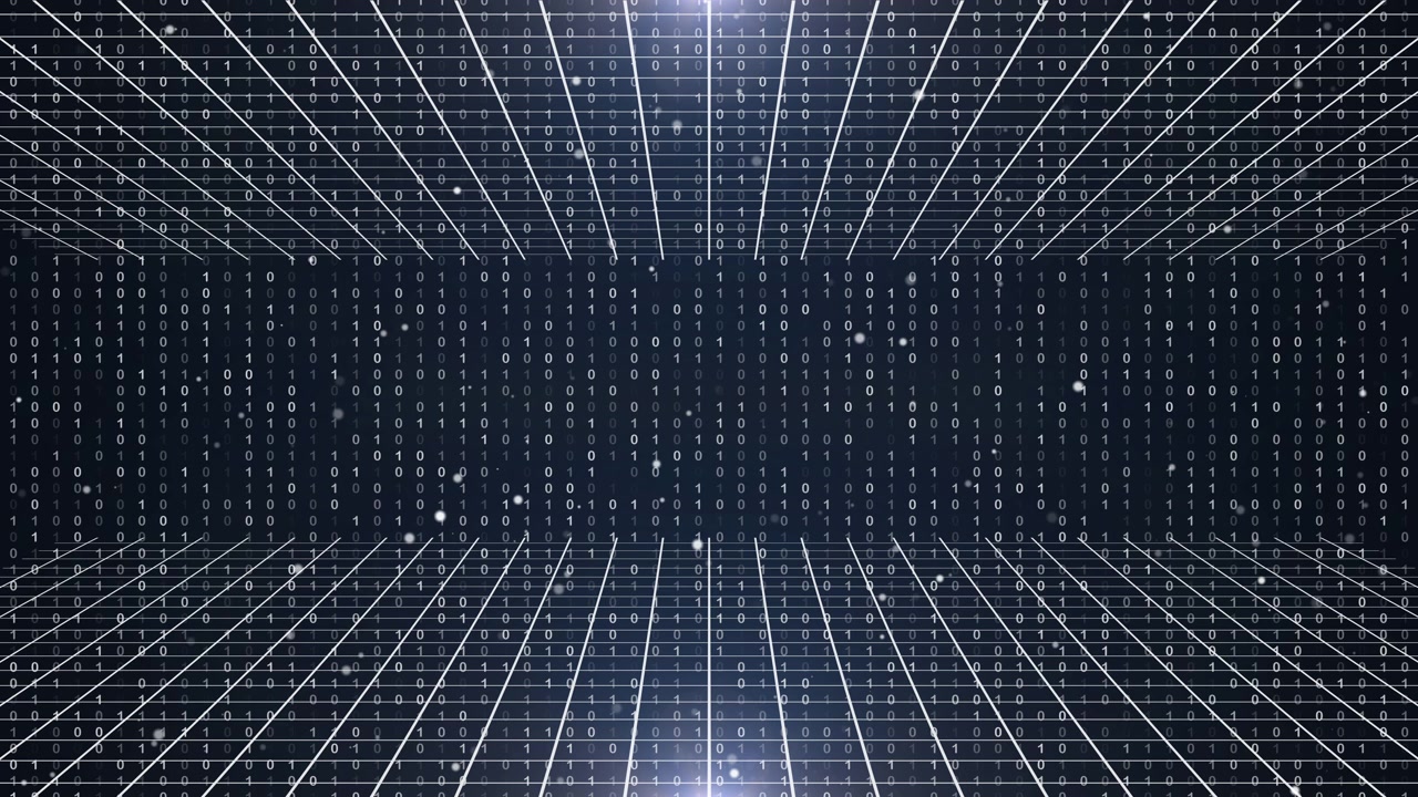 Digital Binary Code Data Stream in Virtual Grid Space