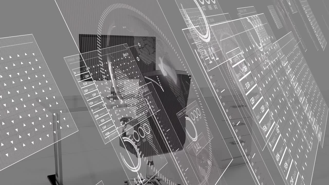 animación del procesamiento de datos financieros en la oficina