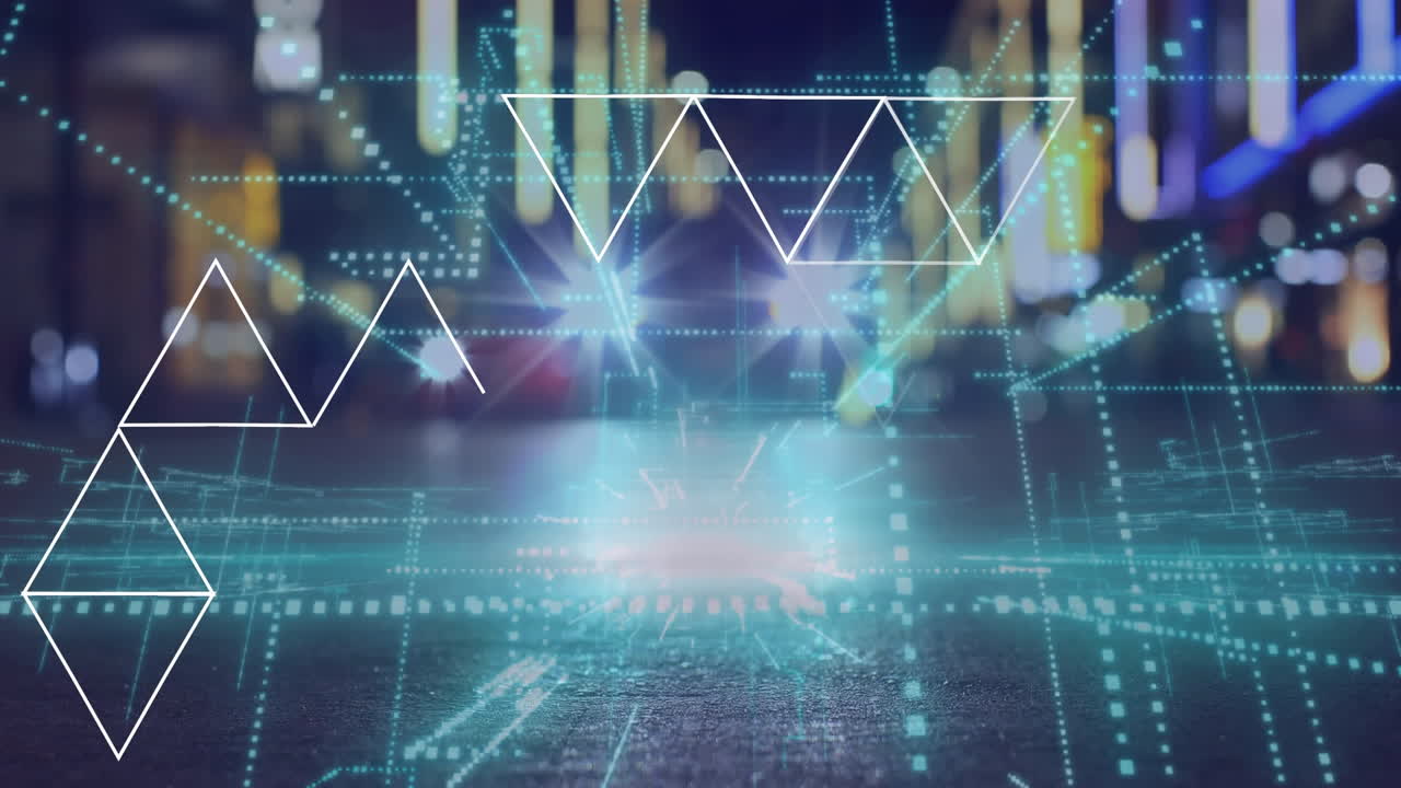 모양과 도시 풍경에 대한 데이터 처리 애니메이션