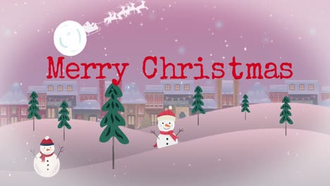 Animation-of-christmas-greetings-text-over-winter-scenery