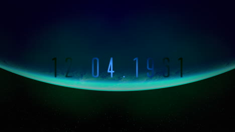 animation closeup text with cinematic motion planet and stars in galaxy