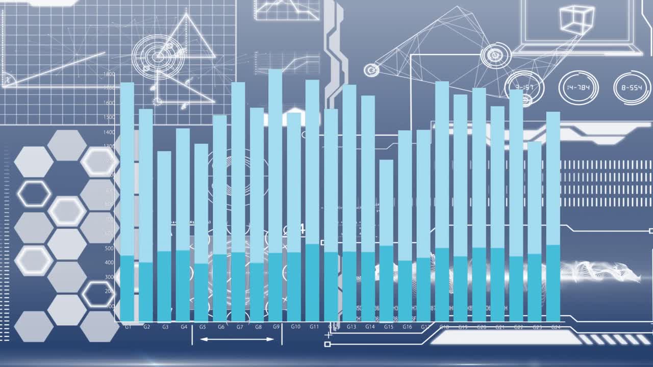 Animation of financial data processing and statistics