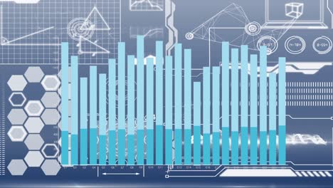 animation of financial data processing and statistics