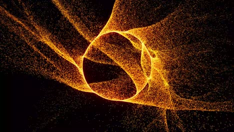 Visual-effects,-VFX,-gold-energy-flow-particles-on-black-background-3D-animation