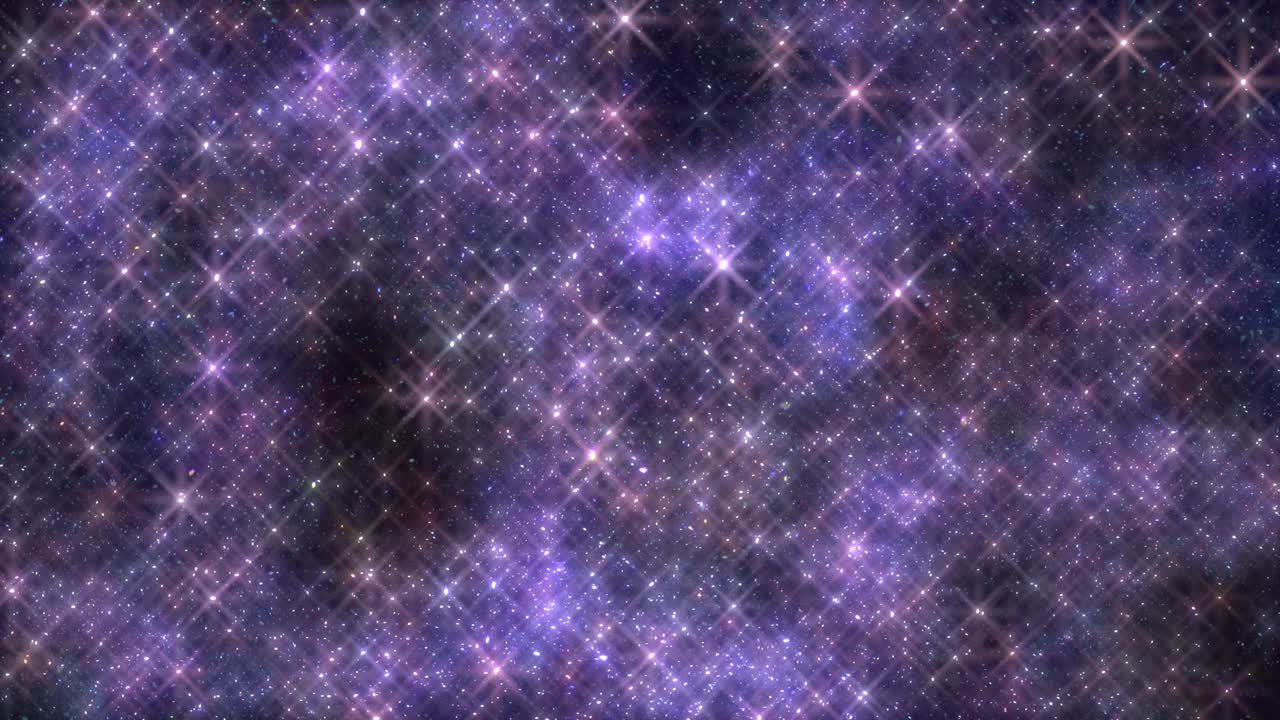 Stelle viola fluttuanti e brillanti e scintillii nella galassia