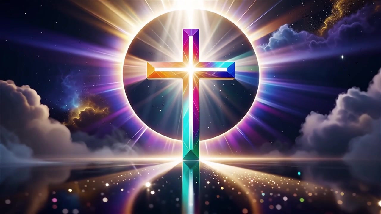 Christian Cross Heavenly Light Worship Background