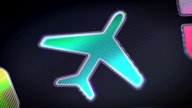 Flight icon on the screen. Looping.