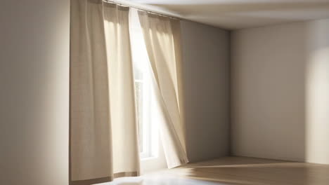 empty room with curtains and sunlight